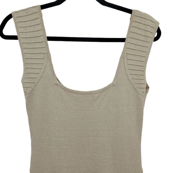 Vtg Y2K Arden B. Dress Knit Bodycon Gold Metallic Flecked Rib Stripe Detail Sz L - Picture 8 of 9